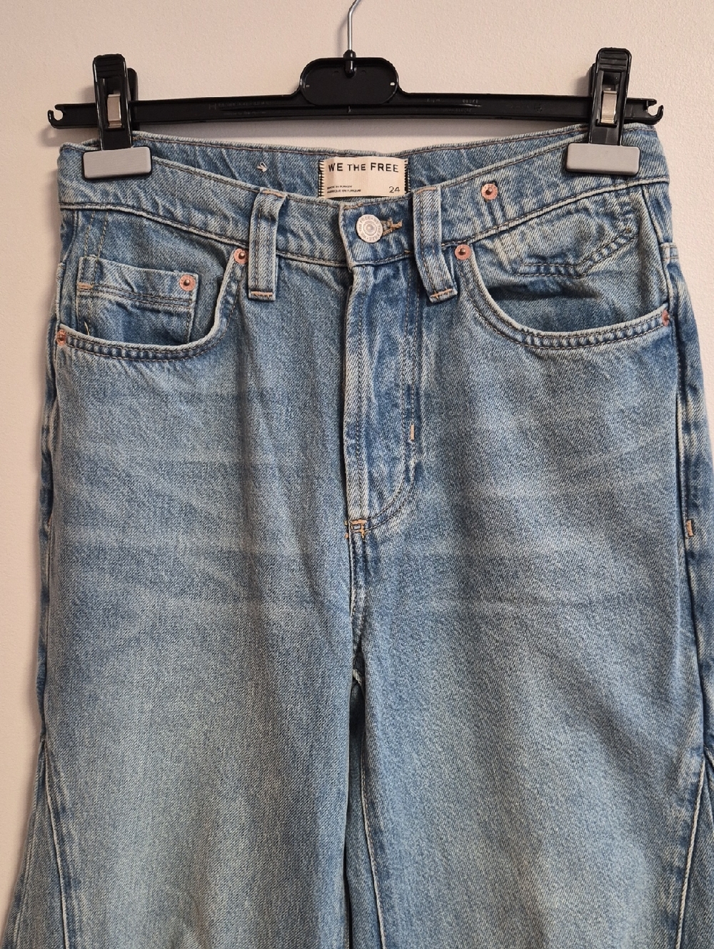 We The Free Wide Leg Flare Jeans in Light Blue Denim - Picture 7 of 9